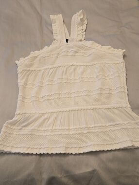 BCBGMaxAzaria White Ruffled Tank Top - Women